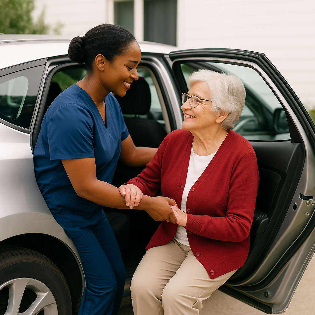Healthcare professional with elderly patient